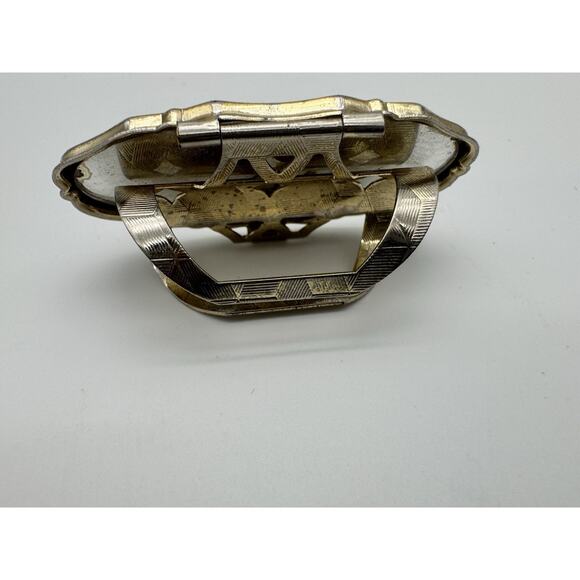 Vintage Gold Tone Floral Design Lipstick Holder with Mirror Japan Made Retro - Picture 3 of 9